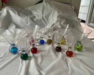 Lot 8: Bubble Bottom Shot and Martini Glass Set