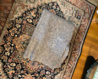 Lot 96: Karastan Navy Heriz Oriental Area Rug with Pad