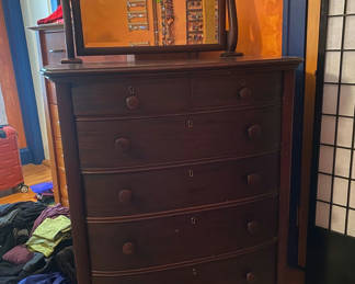 Lot 90: Mahogany High Boy Dresser w Mirror 
