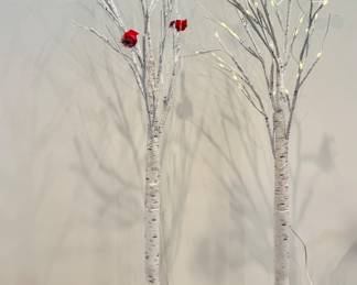 Lighted Faux Birch Tree Decor