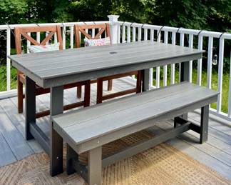 Outdoor Table with Bench & 2 Armchairs