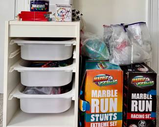Toy Storage Rack & Marble Run Racing Sets