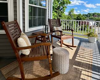 (2) Outdoor Rocking Chairs & Side Table