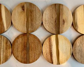 Crate & Barrel Acacia Wood & Resin Coasters 