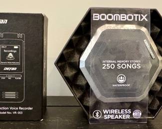 DGFAN Multifunction Voice Recorder (left) & Boombotiz Wireless Speaker (right)