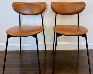 (2) West Elm Petal Leather Dining Chairs