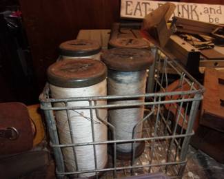 Milk Delivery Basket, Cotton Spools