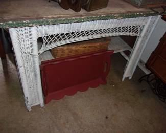 Wicker Table, Wooden Tray
