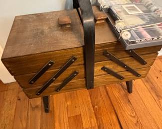 MCM sewing box filled with sewing needs