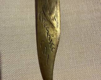 Brass Cheshire Cat letter opener