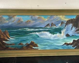 Seaside Framed Oil Painting