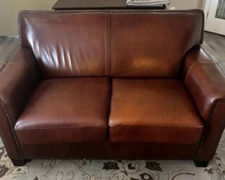 Brown Leather Loveseat