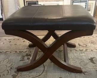 Black faux Leather Ottoman