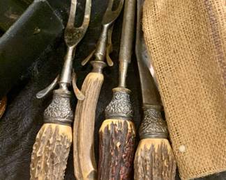 early antler handled cutlery 
