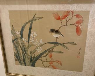 Chinese artist painting on silk