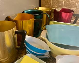 love the colored metal pitchers--five in all different colors