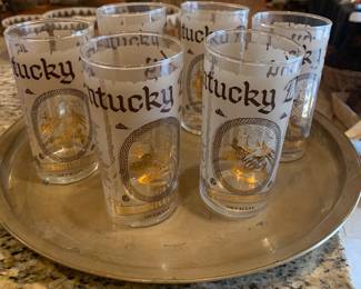 set of 1974 Kentucky Derby glasses