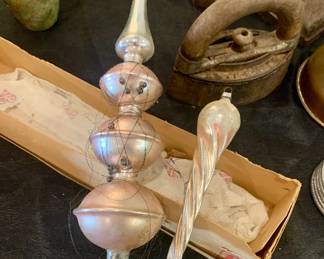 vintage German mercury tree topper and ornament--probably from the 1940s-1950s