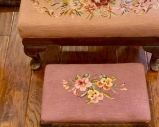 two needlepoint stools