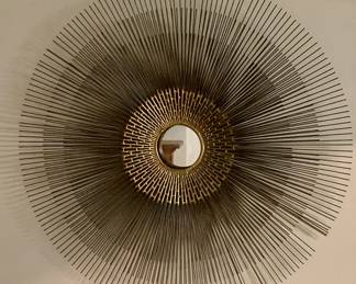 1970s Brutalist sunburst wall sculpture mirror designed by William Friedle 