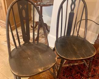 antique Windsor style bow back chairs