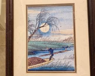 framed woodblock print titled Seba from Utagawa Hiroshige's famous series-"The Sixty-nine Stations of the Kiso Kaido