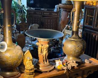 Oscer Bach Jardeniere,Japanese Mixed Metal Lamps