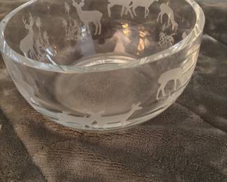 DEER CRYSTAL BOWL