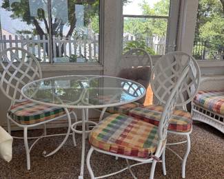 GLASS TOP TABLE AND 4 CHAIRS