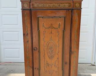 $999 Habersham Lord Melbourne Linen Cabint Side Cubby Drawer Handpainted French (Top right corner damage)