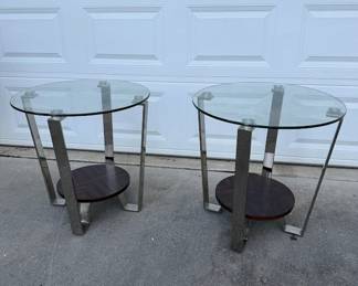 $199 Pair MCM Glass Coffee Side Tables