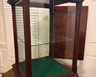 $499 Antique Oak DIsplay 2 tier Display Cabinet Store Display countertop glass case
