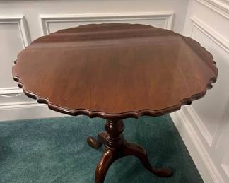 $399 Vintage Stickley Marked Pie Crust Cherry Pedestal Table 