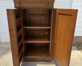 $999 Habersham Lord Melbourne Linen Cabint Side Cubby Drawer Handpainted French (Top right corner damage)