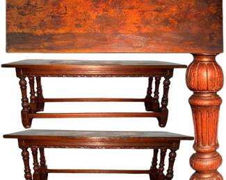 $4500 18th Antique English Oak Wood Refectory Table Refectory Dining Table 