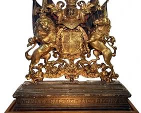 $4999 Antique 19th C Victorian UK British Royal Warrant Coat of Arms Cast Iron Plaque 70+ LBS