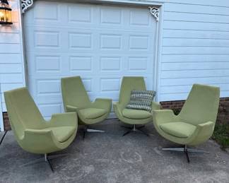 $575 EACH MCM Martin Brattrud Contemporary Modern Kurve High-Back Swivel Lounge Chairs