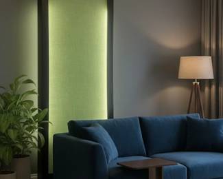 $500 EACH Mid Century Post Modern LARGE Lighted Wall Screen DIviders Fabric 7 lighted wood frame.
