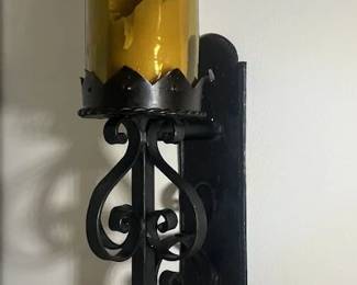 $100 Vintage Spanish Revival Wrought Iron Sconce Candles Lights Gothic Revival Sconce