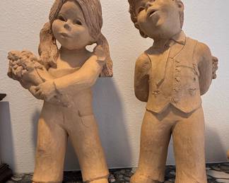 Lee Bortin Originals Ceramic Figurines - Boy and Girl Pair