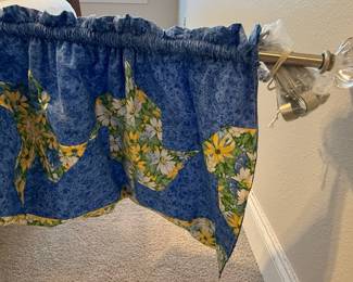 Hand-Stitched Quilted Valance with Floral Pattern