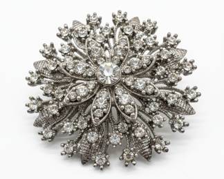 Rhinestone Starburst Flower Brooch