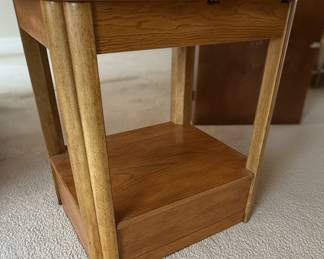 Mid-Century Modern Oak Side Table with Storage
