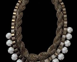Multi-Strand Necklace with White Cabochons Style