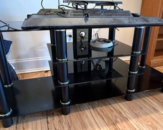 Black Glass and Metal Media Console