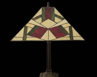 Mission Style Leaded Glass Table Lamp
