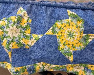 Hand-Stitched Quilted Valance with Floral Pattern