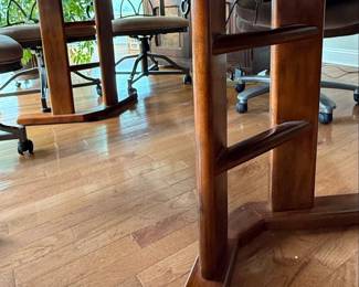 Wood and Metal Dining Table with Slate Inlay