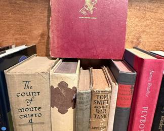 Vintage Hardcover Books Collection - The Wolf, The Count of Monte Cristo, Tom Swift and His War Tank