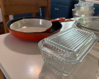 Fridgie and vintage Le Cruiset pans